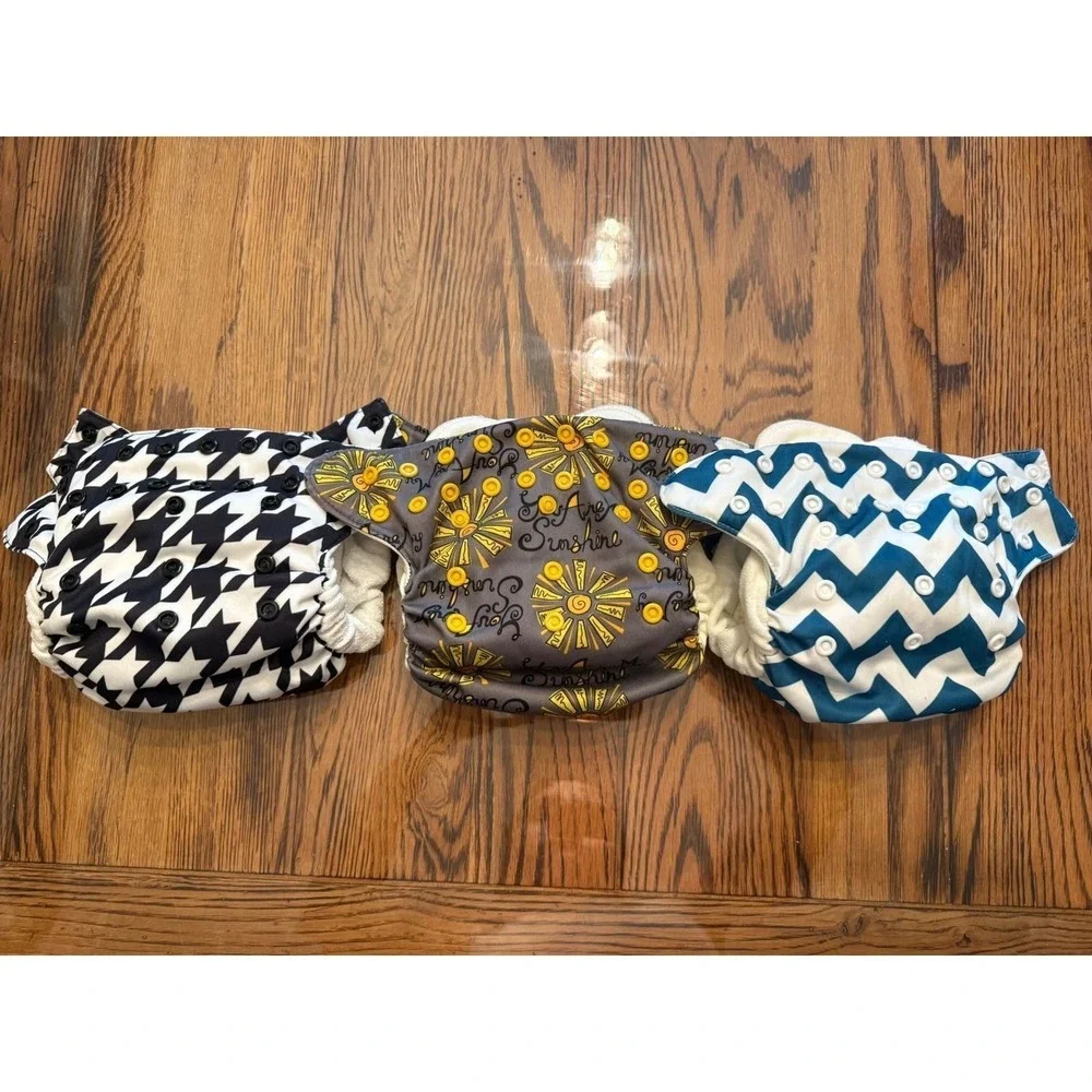 Nicki's Diapers Cloth Diaper Bundle Kids OS Multicolor Houndstooth Chevron Sun